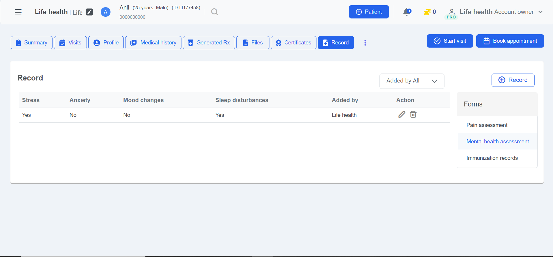Clinicoz create custom patient form and data collection