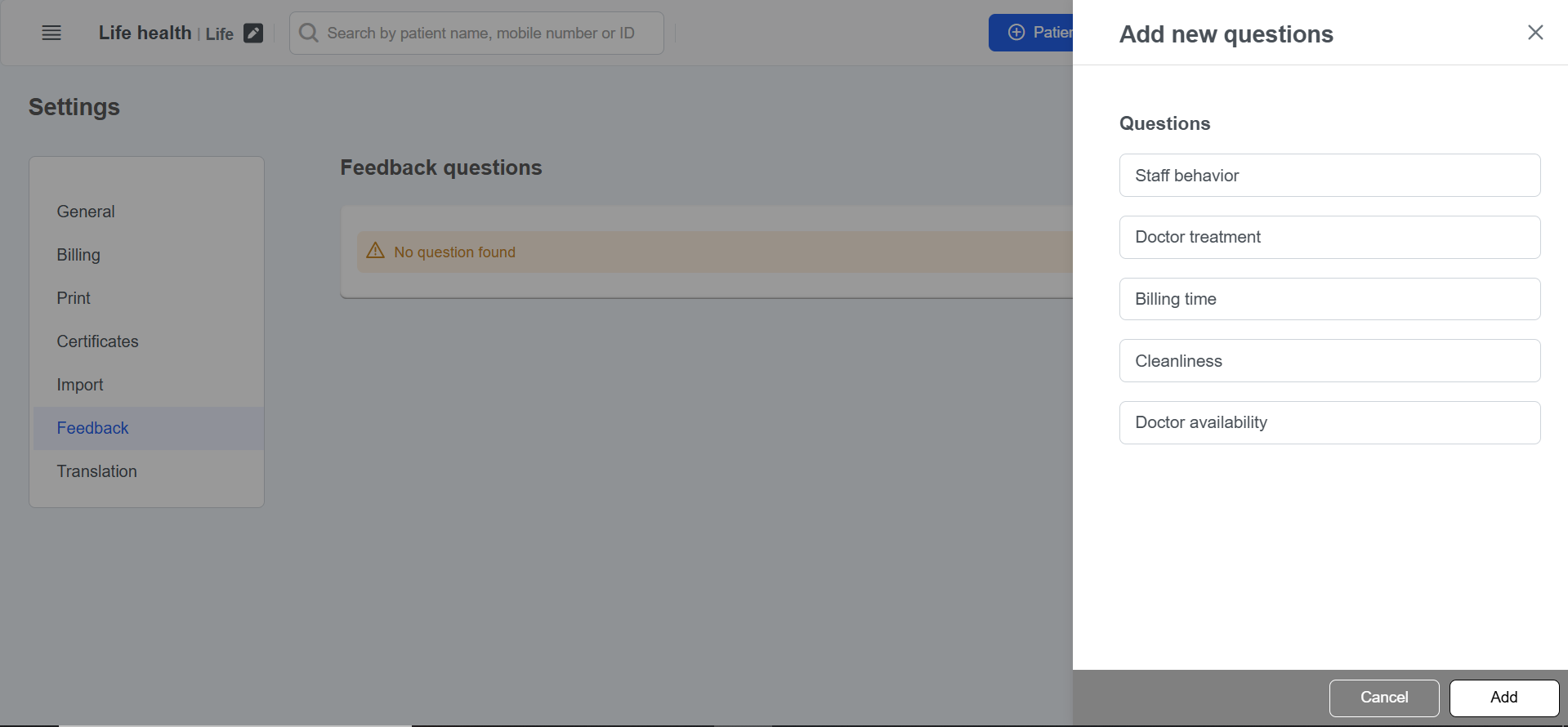 Clinicoz patient feedback