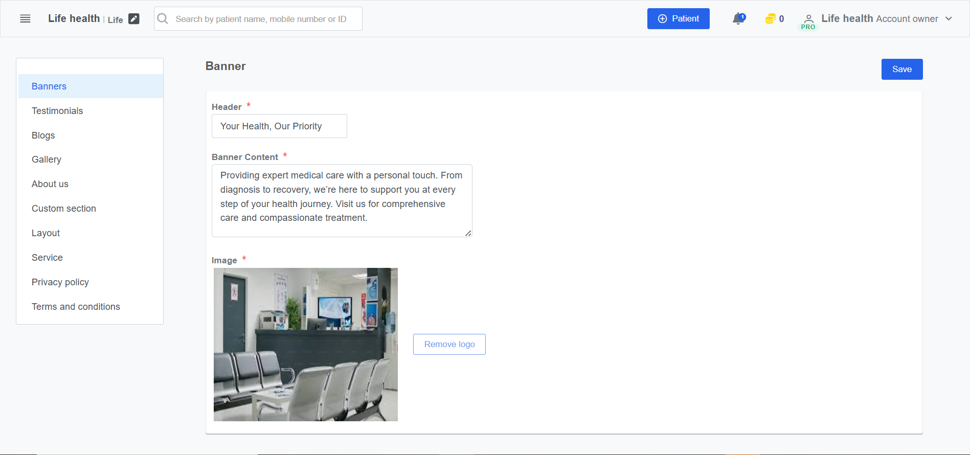 Clinicoz Free clinic website banner